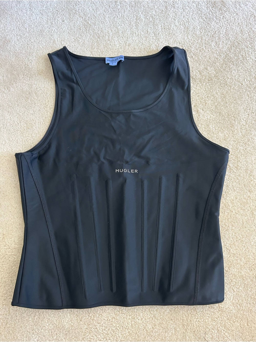 Mugler Black Sculpted Corset-Style Tank